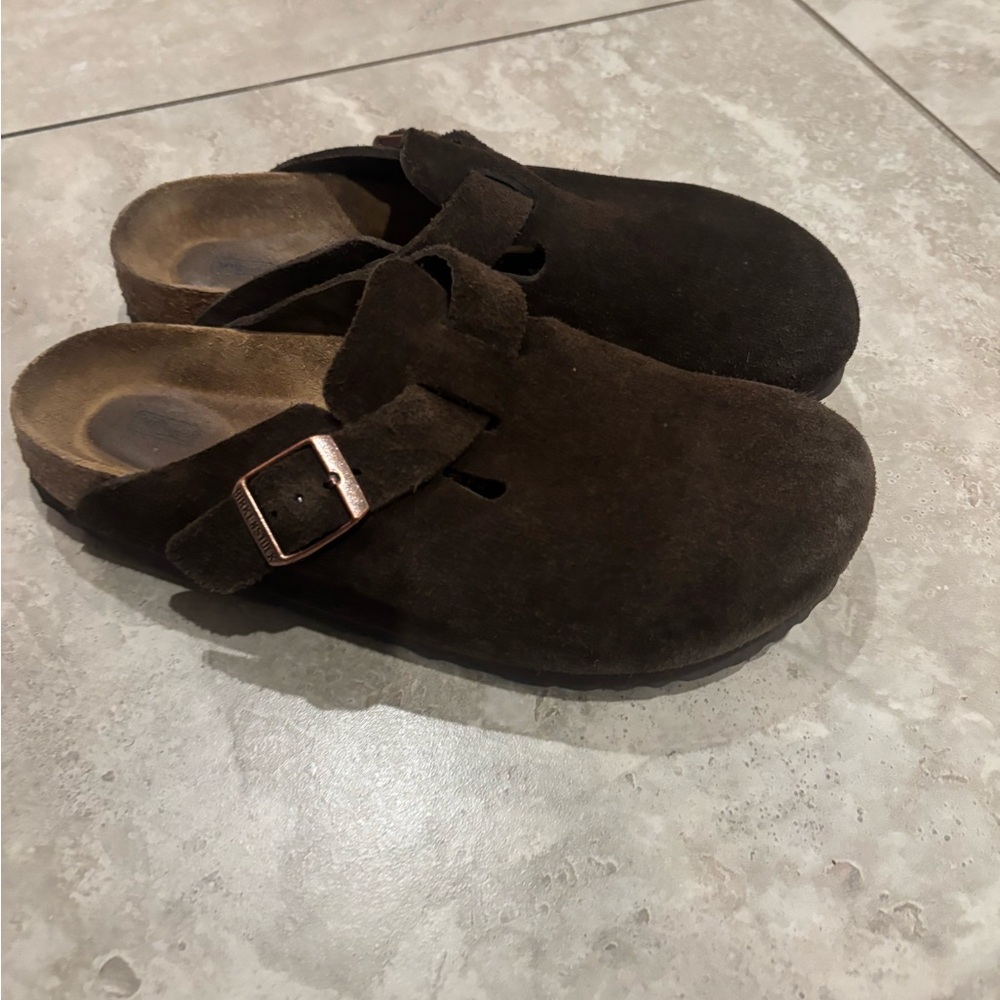 Brown Suede Slip-On Shoes birkenstocks